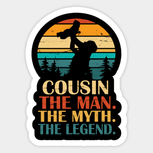 Cousin The Man The Myth The Legend Happy Father Parent Day Summer Holidays Vintage Retro Sticker